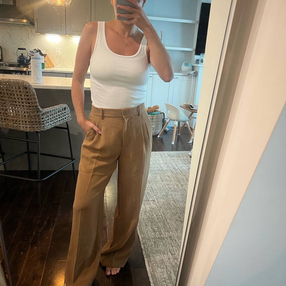 Aritzia Camel Wide-Leg Pants